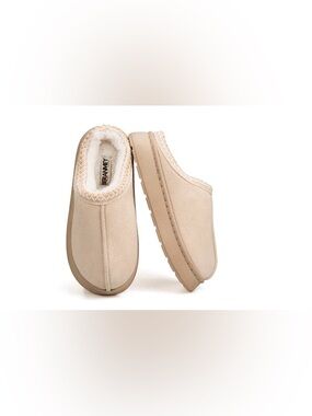 NWOT, Beranmey, Cozy Platform Fuzzy Slippers for Women and Men, Khaki, 42/43